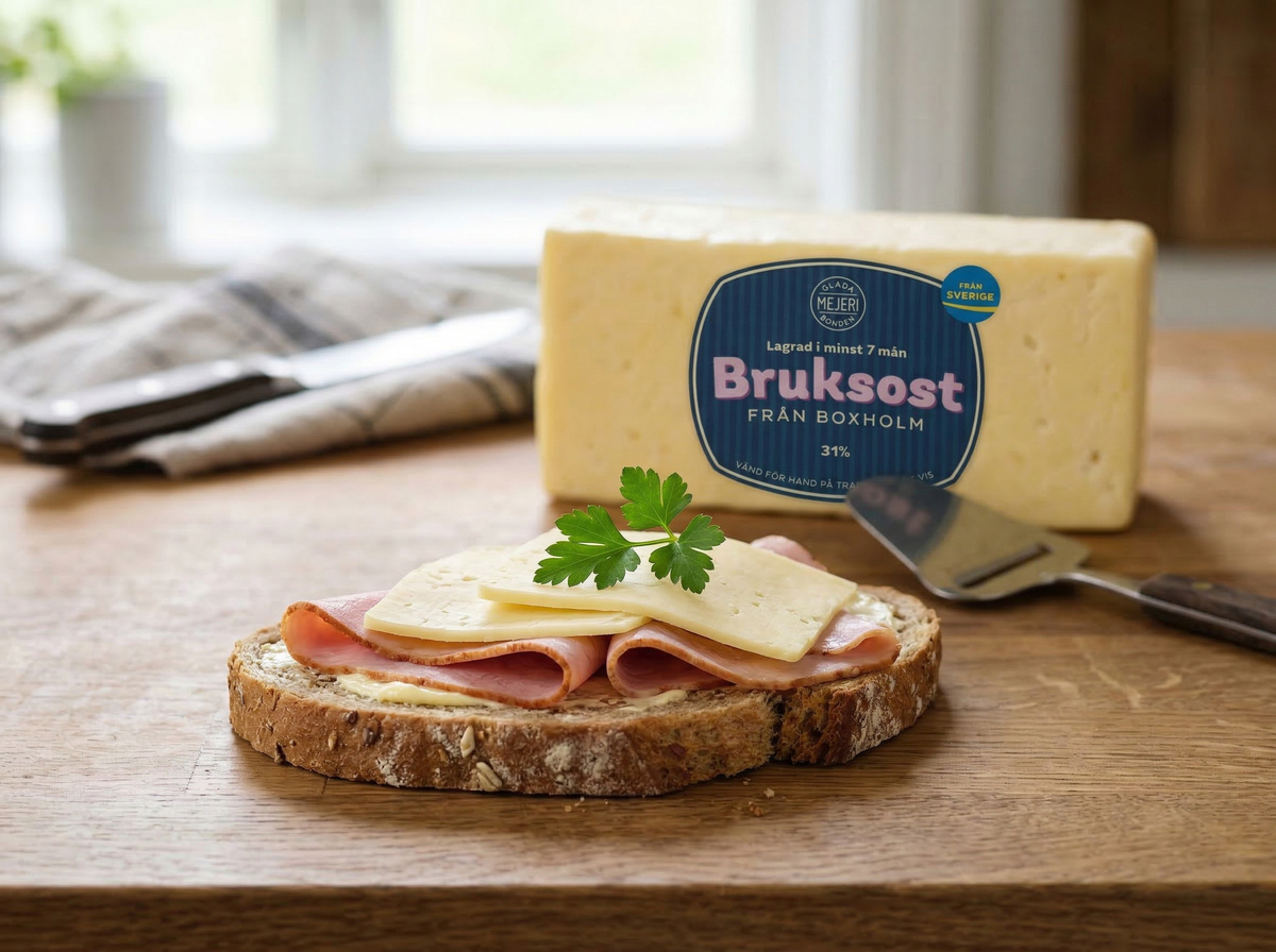 Ost- och skinkmacka med Bruksost