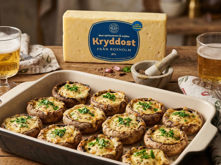 Ostfyllda champinjoner med Kryddost